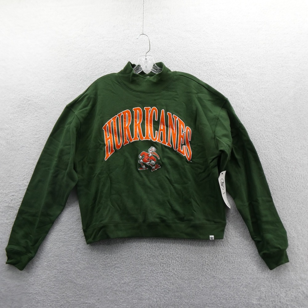 47 Brand Sweatshirt Women Small Miami Hurricanes Green Mock Neck Fleece 12651